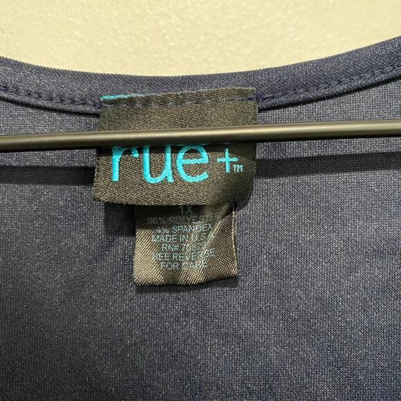 Rue21 Plus Navy Blue & Peachy Pink Striped Fit & Flare Dress Size 1X - Picture 3 of 3